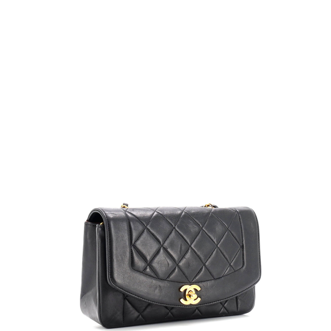 Vintage Diana Flap Bag Quilted Lambskin Small