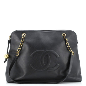 Vintage Timeless Zip Tote Caviar Large