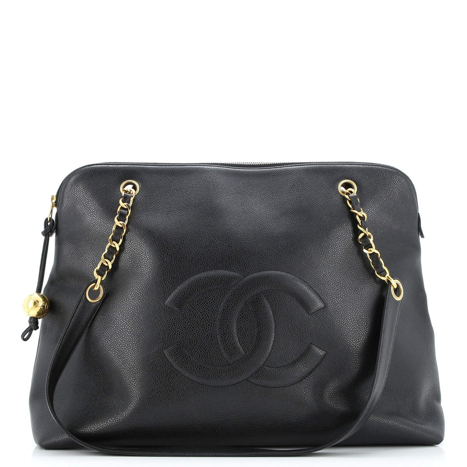 Vintage Timeless Zip Tote Caviar Large