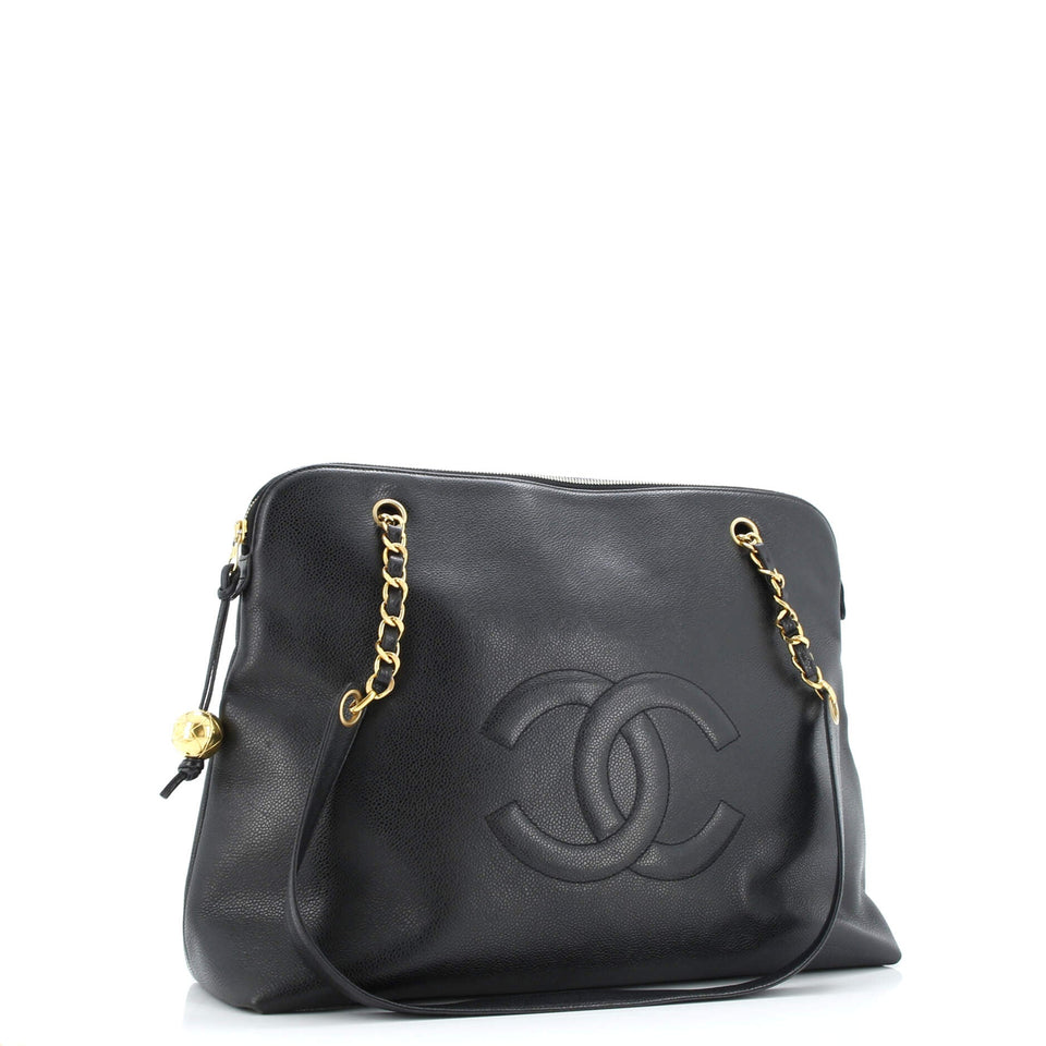 Vintage Timeless Zip Tote Caviar Large