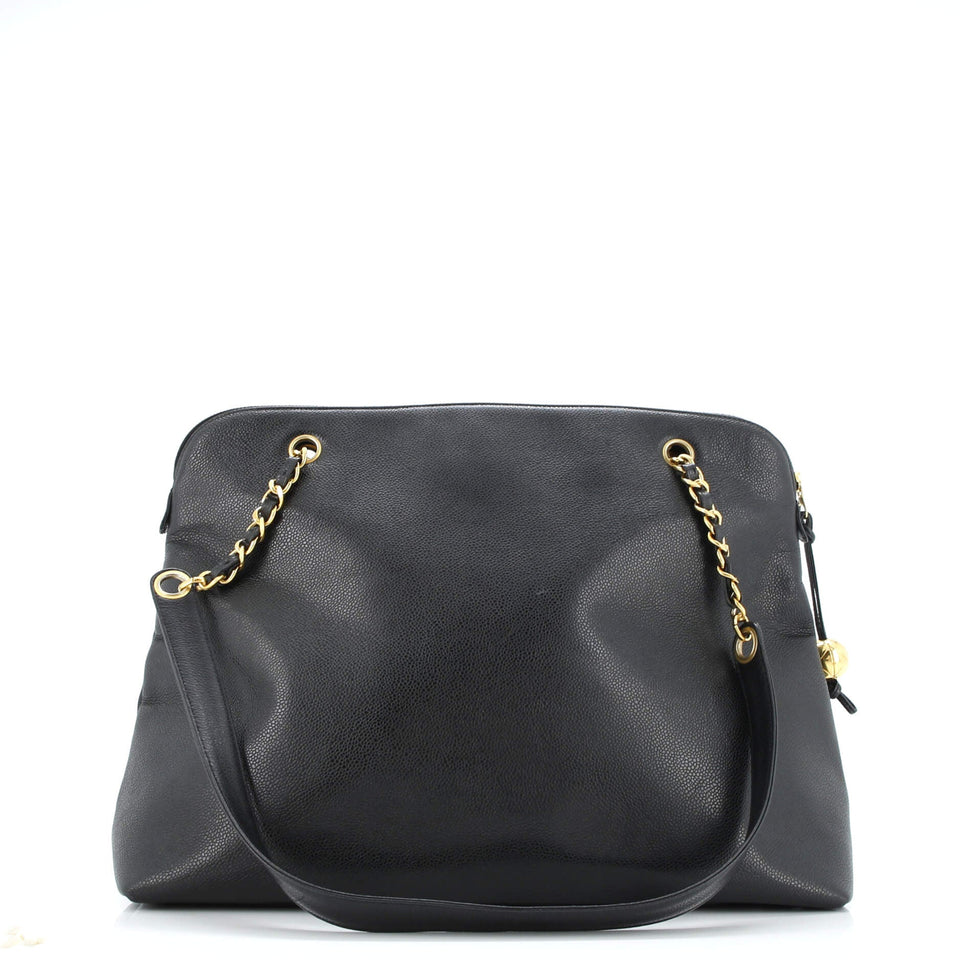 Vintage Timeless Zip Tote Caviar Large