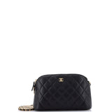 CC Dome Zip Clutch with Chain Quilted Caviar Small