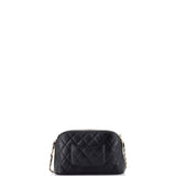 CC Dome Zip Clutch with Chain Quilted Caviar Small