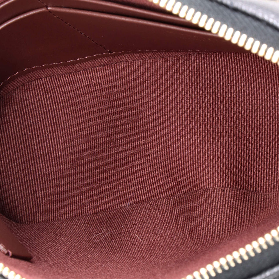 CC Dome Zip Clutch with Chain Quilted Caviar Small