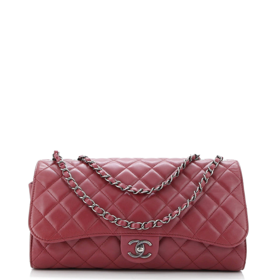Supermarket Drawstring Shopping Flap Bag Quilted Lambskin Jumbo