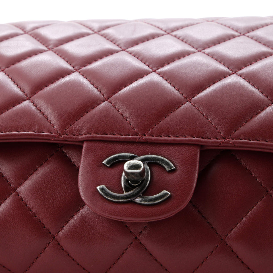Supermarket Drawstring Shopping Flap Bag Quilted Lambskin Jumbo