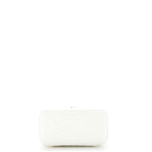Crystal Logo CC Top Handle Vanity Case with Chain Quilted Lambskin Small