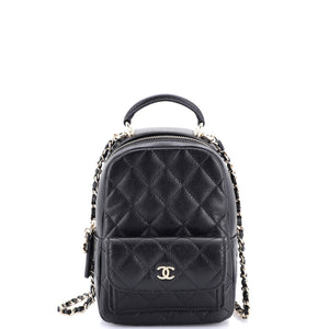 Classic CC Chain Pocket Backpack Quilted Caviar Mini