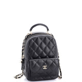 Classic CC Chain Pocket Backpack Quilted Caviar Mini