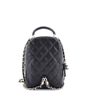 Classic CC Chain Pocket Backpack Quilted Caviar Mini