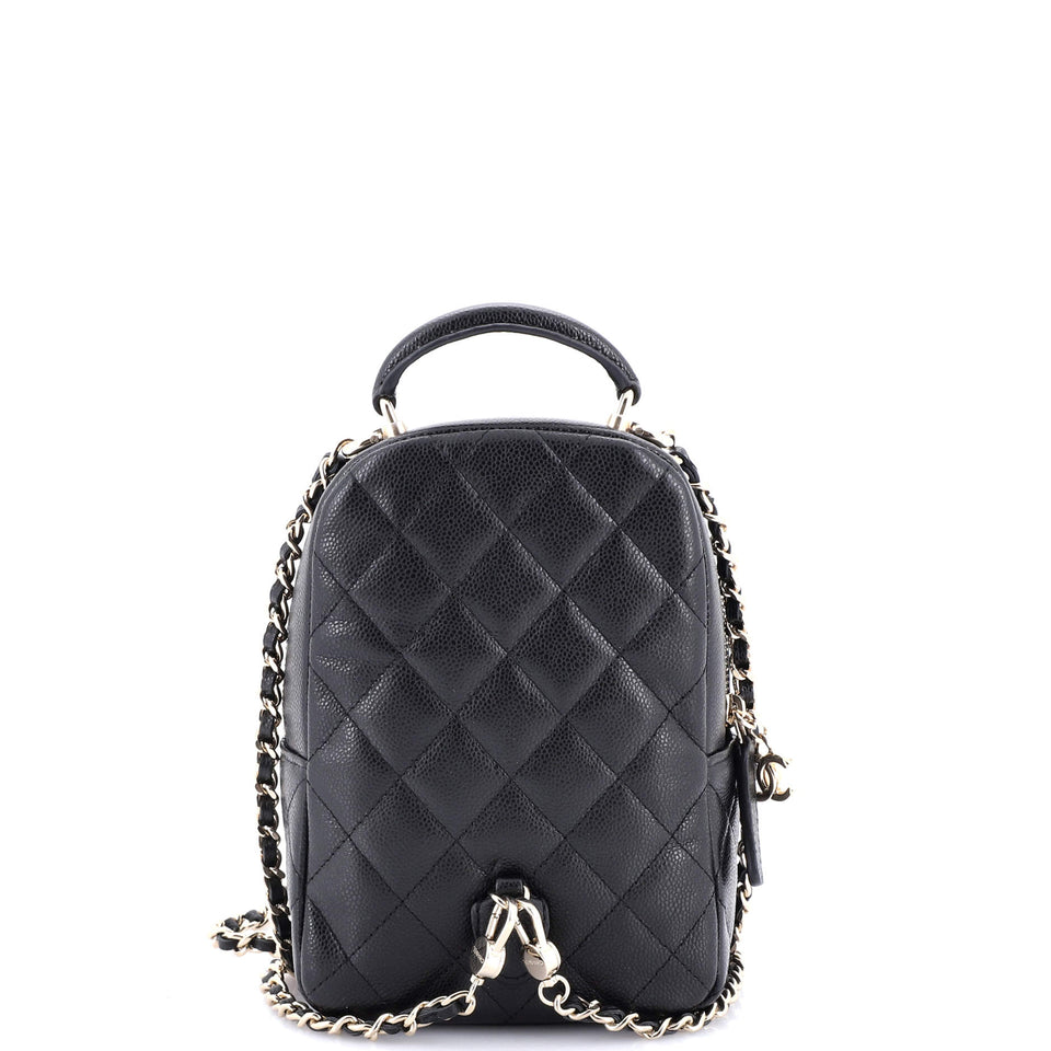 Classic CC Chain Pocket Backpack Quilted Caviar Mini