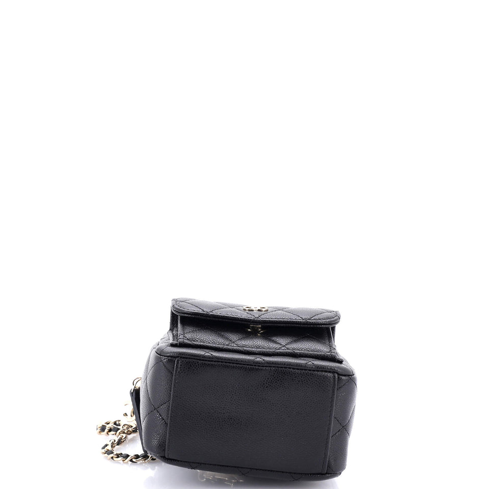 Classic CC Chain Pocket Backpack Quilted Caviar Mini