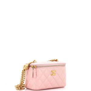 Sweet Camellia Vanity Case with Chain Quilted Lambskin Small