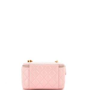 Sweet Camellia Vanity Case with Chain Quilted Lambskin Small
