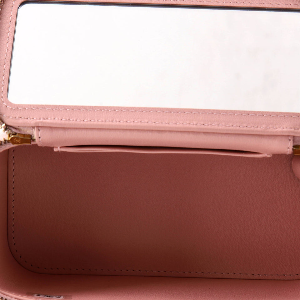 Sweet Camellia Vanity Case with Chain Quilted Lambskin Small
