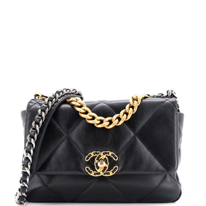19 Flap Bag Quilted Leather Medium