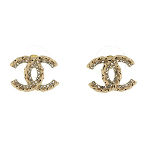 CC Stud Earrings Metal with Crystals