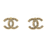 CC Stud Earrings Metal with Crystals