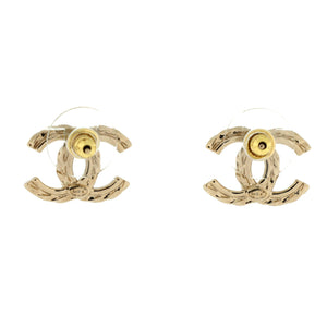 CC Stud Earrings Metal with Crystals