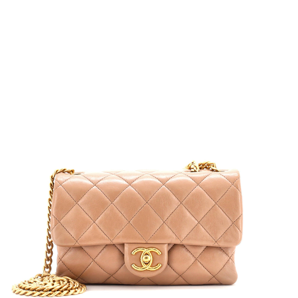 All Slide Long Flap Bag Quilted Lambskin Small