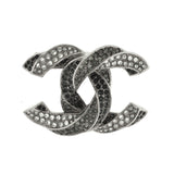 Twisted CC Brooch Metal with Crystals