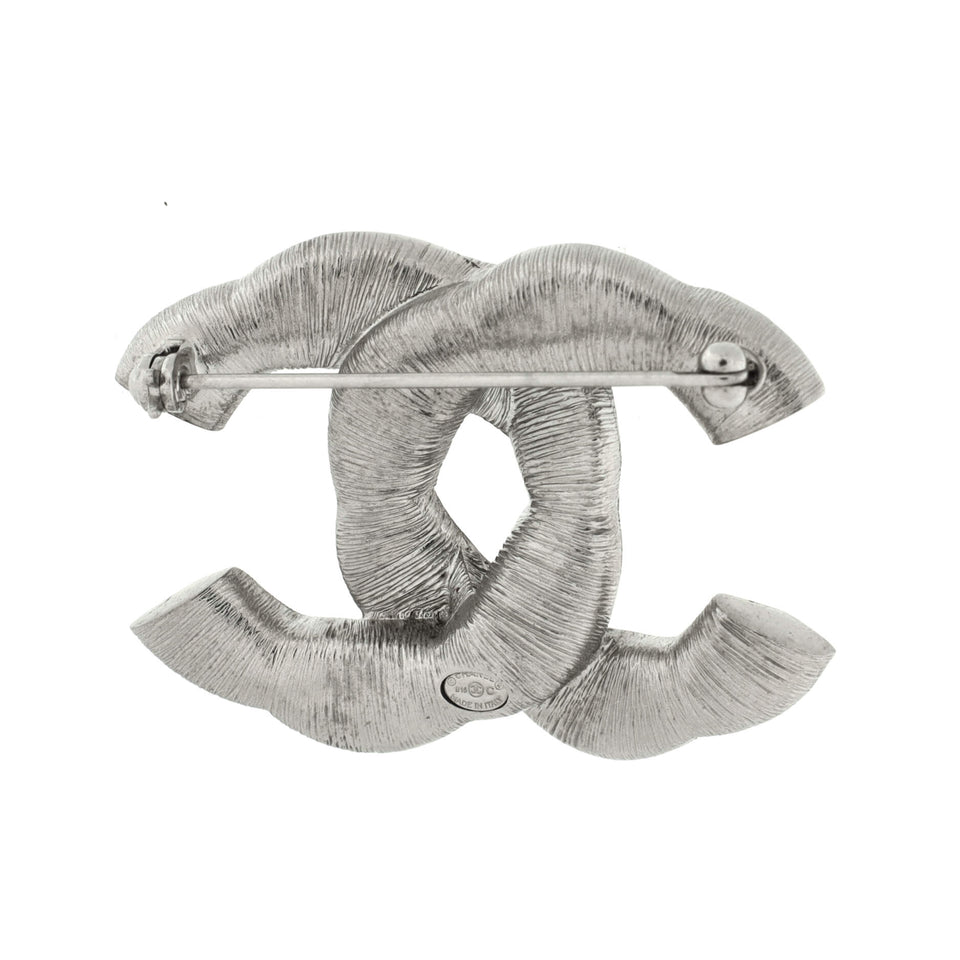 Twisted CC Brooch Metal with Crystals