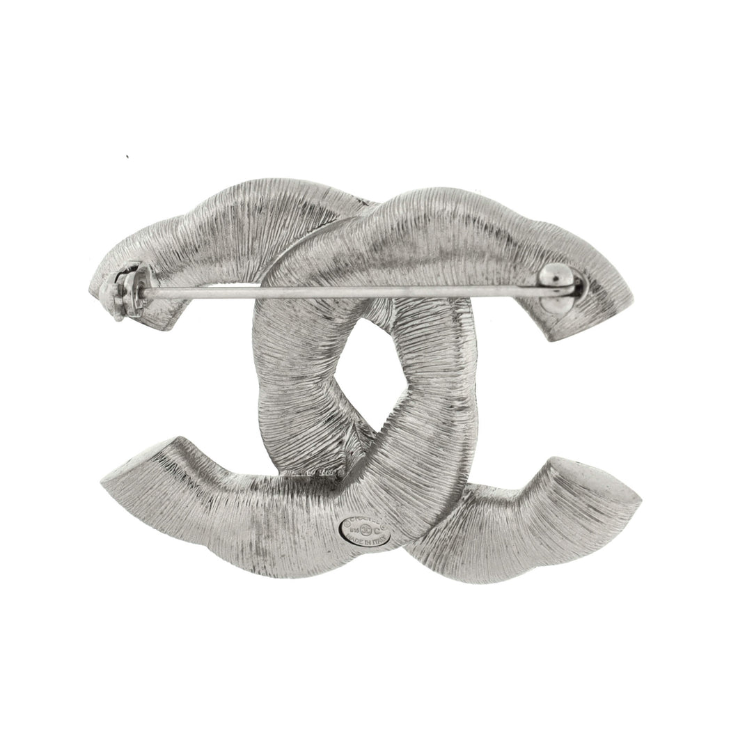 Twisted CC Brooch Metal with Crystals