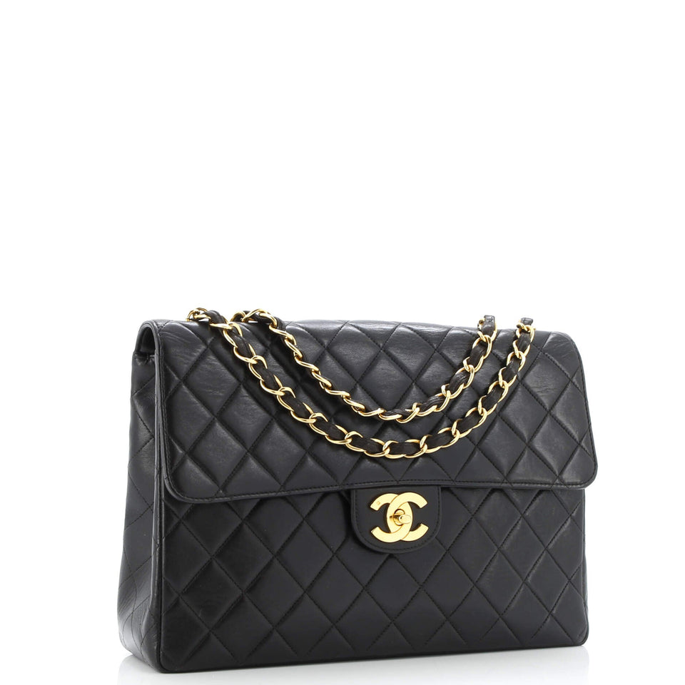 Vintage Classic Single Flap Bag Quilted Lambskin Jumbo