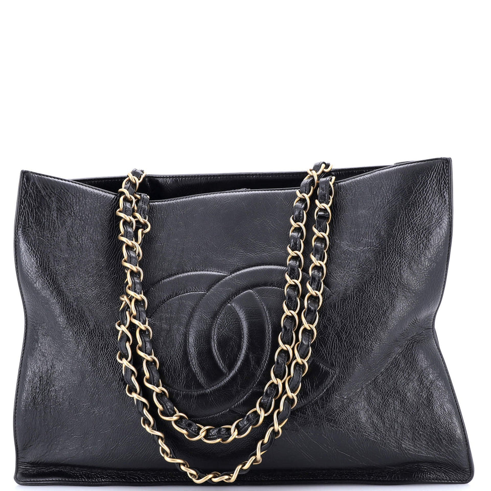 Timeless CC Chain Shopping Tote Shiny Aged Calfskin Large