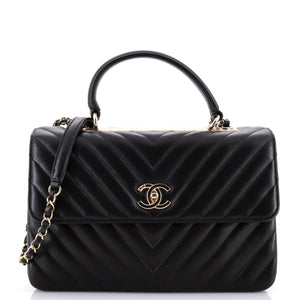 Trendy CC Top Handle Bag Chevron Lambskin Medium