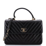 Trendy CC Top Handle Bag Chevron Lambskin Medium