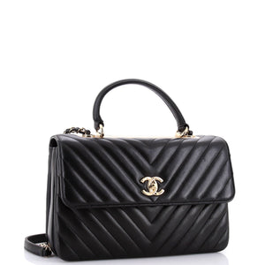 Trendy CC Top Handle Bag Chevron Lambskin Medium