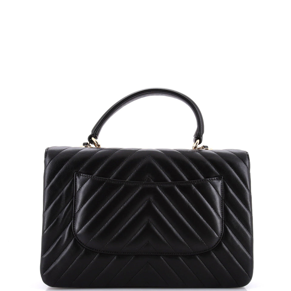 Trendy CC Top Handle Bag Chevron Lambskin Medium