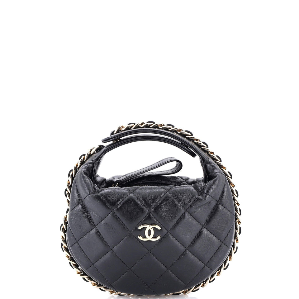 Chain Around Hobo Pouch Quilted Lambskin Mini