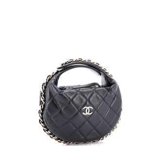 Chain Around Hobo Pouch Quilted Lambskin Mini