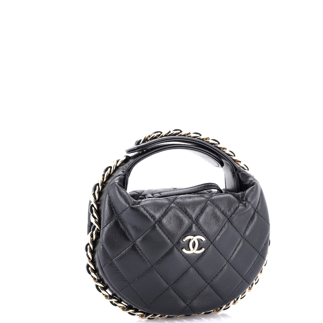 Chain Around Hobo Pouch Quilted Lambskin Mini