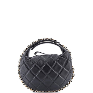 Chain Around Hobo Pouch Quilted Lambskin Mini