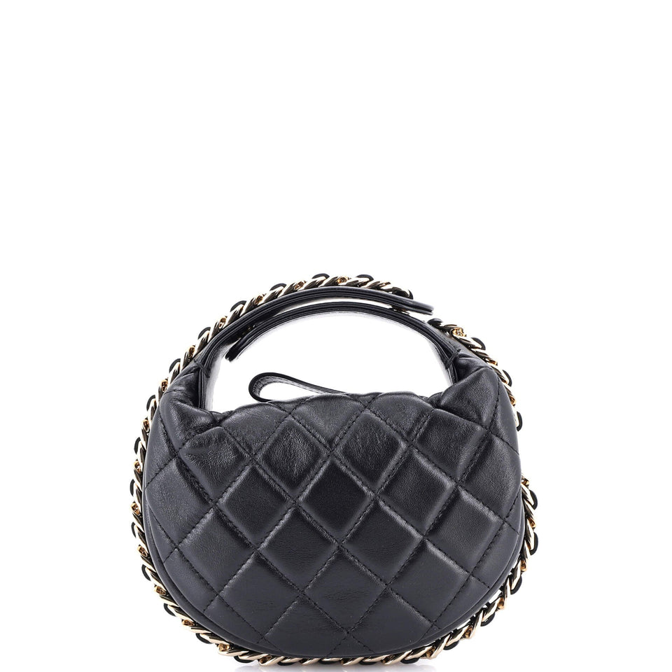 Chain Around Hobo Pouch Quilted Lambskin Mini