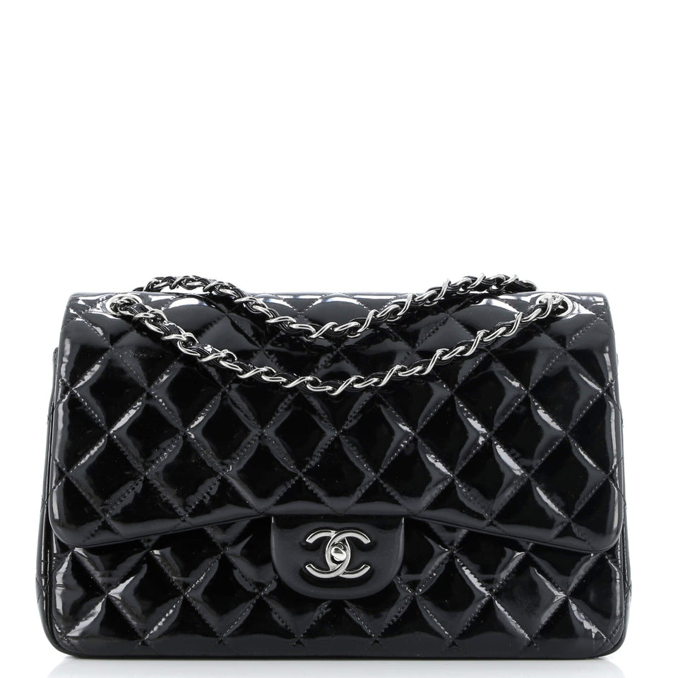 Classic Double Flap Bag Quilted Patent Jumbo