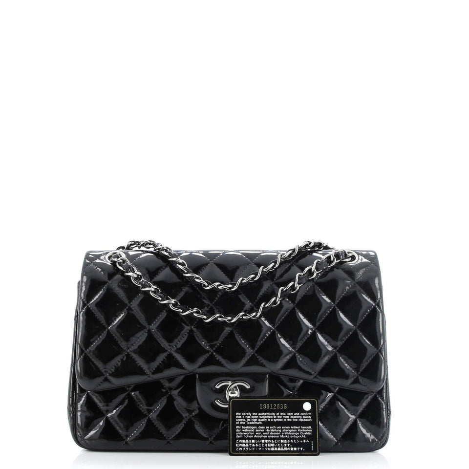 Classic Double Flap Bag Quilted Patent Jumbo