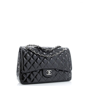 Classic Double Flap Bag Quilted Patent Jumbo