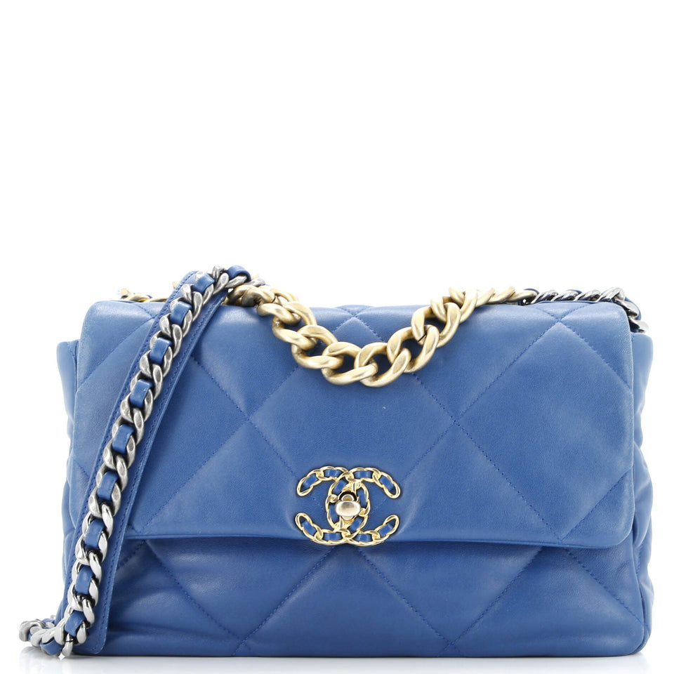 19 Flap Bag Quilted Leather Large