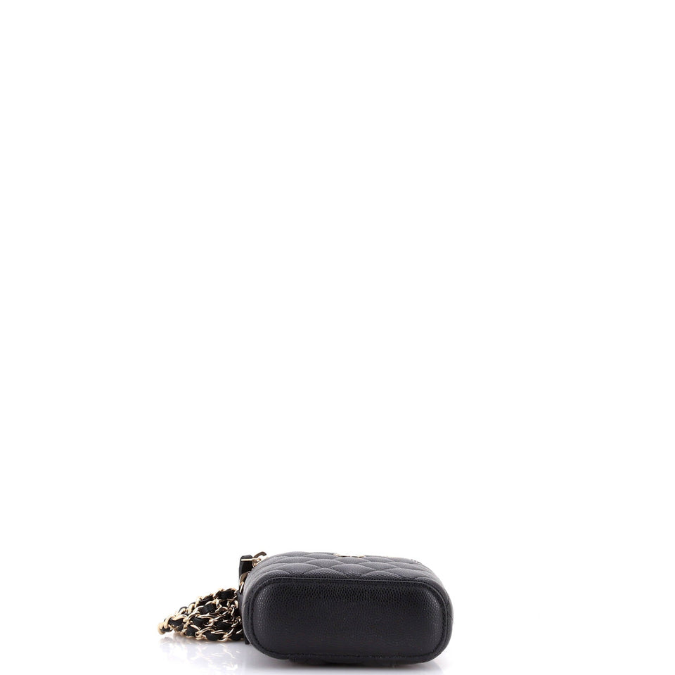 Vertical Classic Vanity Case with Chain Quilted Caviar Mini