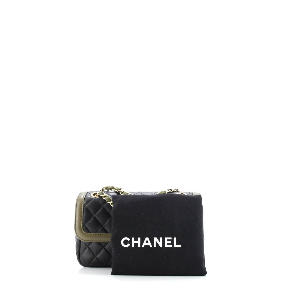 Two Tone Flap Bag Quilted Lambskin Small