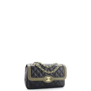 Two Tone Flap Bag Quilted Lambskin Small