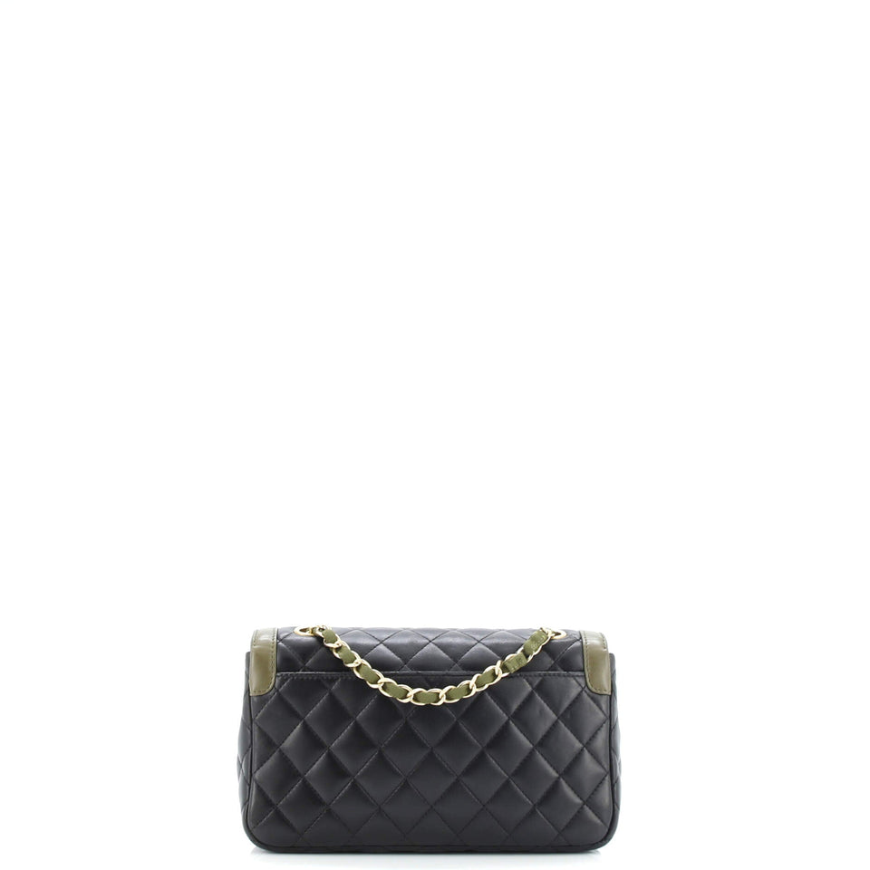 Two Tone Flap Bag Quilted Lambskin Small
