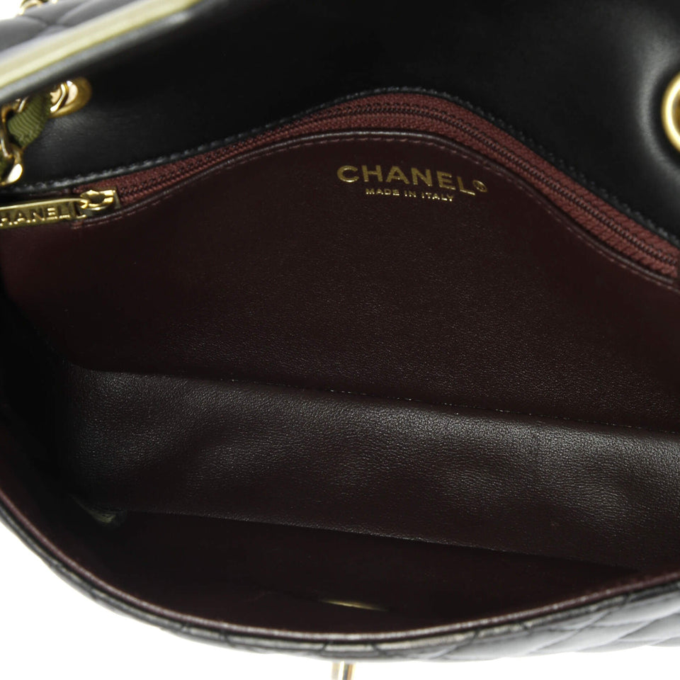 Two Tone Flap Bag Quilted Lambskin Small