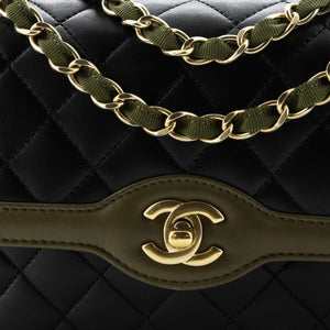Two Tone Flap Bag Quilted Lambskin Small