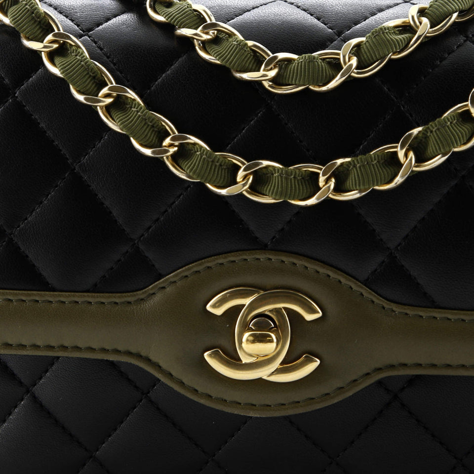 Two Tone Flap Bag Quilted Lambskin Small