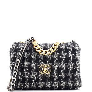 19 Flap Bag Quilted Tweed Large